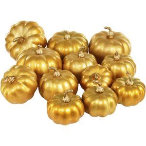 12Pcs Assorted Small Artificial Gold Pumpkins Harvest Decorative Pumpkins Foam
